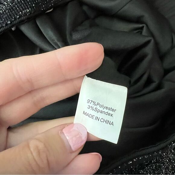 ✨ Maner Women’s Black Silver Fringe Mini Skirt Large NWT Concert - Picture 7 of 11